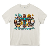 Cream with god all things are possible cross Heavy Core Tee - Zillion Design Studio