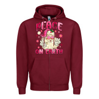 Burgundy peace on earth Zipper Hoodie - MaliasSmallBusiness