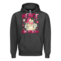 Charcoal Heather peace on earth Zipper Hoodie - MaliasSmallBusiness