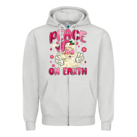 Dove Grey peace on earth Zipper Hoodie - MaliasSmallBusiness