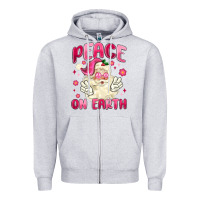 Heather Grey peace on earth Zipper Hoodie - MaliasSmallBusiness