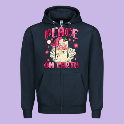 Peace On Earth Zipper Hoodie Designed By Maliassmallbusiness