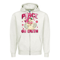 Oatmeal Heather peace on earth Zipper Hoodie - MaliasSmallBusiness