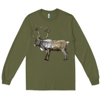 Army Green reindeer buck deer Long Sleeve Tee - LillyAllenDesigns