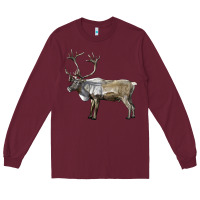 Burgundy reindeer buck deer Long Sleeve Tee - LillyAllenDesigns