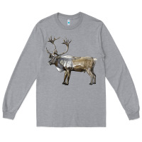 Heather Grey reindeer buck deer Long Sleeve Tee - LillyAllenDesigns