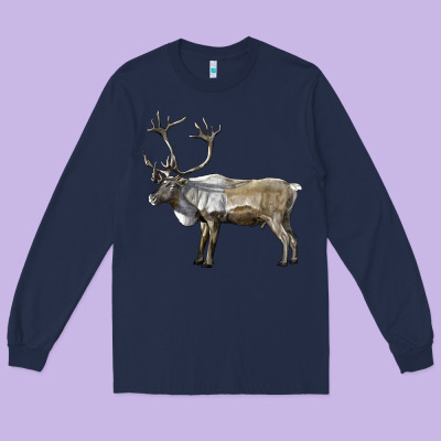 Reindeer Buck Deer Long Sleeve Tee Designed By Lillyallendesigns