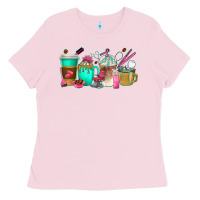 Bubblegum Pink hair hustler coffee cups Ladies Tee - texasbilliewilder