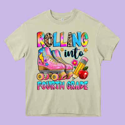 Rolling Into Fourth Grade Heavy Core Tee Designed By Texasbilliewilder