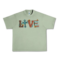 Oil Green western love with cross Urban Heavy Tee - Artiststas