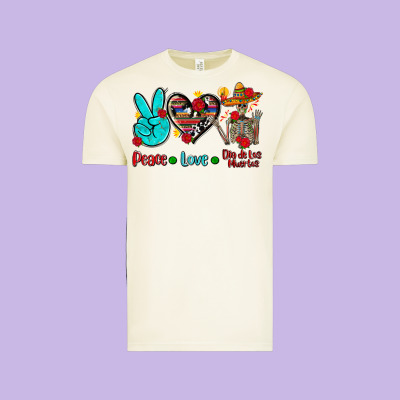 Peace Love Dia De Los Muertos Vintage Tee Designed By Adodesignshop