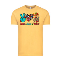 Vintage Mustard peace love dia de los muertos Vintage Tee - AdoDesignShop