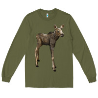 Army Green moose fawn deer Long Sleeve Tee - LillyAllenDesigns