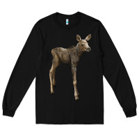 Black moose fawn deer Long Sleeve Tee - LillyAllenDesigns