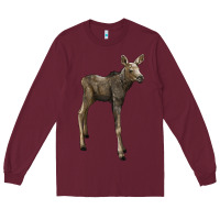 Burgundy moose fawn deer Long Sleeve Tee - LillyAllenDesigns