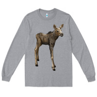 Heather Grey moose fawn deer Long Sleeve Tee - LillyAllenDesigns