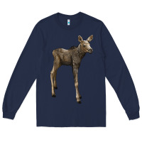 Navy moose fawn deer Long Sleeve Tee - LillyAllenDesigns