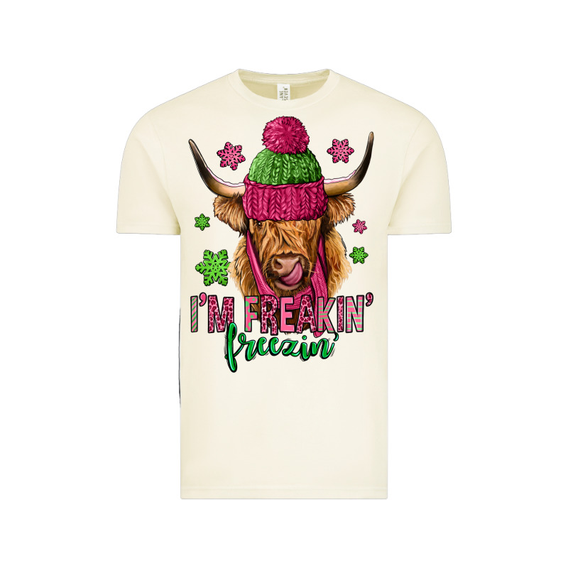 I'm Freakin Freezin Pink Christmas Long Haired Cow Vintage Tee by Jasminsmagicworld | Teevron