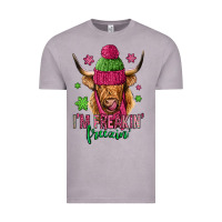 Vintage Zinc i'm freakin freezin pink christmas long haired cow Vintage Tee - Jasminsmagicworld