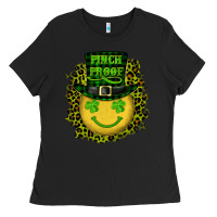Black st. patrick's day pinch proof lucky face Ladies Tee - RanaPortraitStore