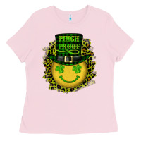Bubblegum Pink st. patrick's day pinch proof lucky face Ladies Tee - RanaPortraitStore