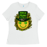 White st. patrick's day pinch proof lucky face Ladies Tee - RanaPortraitStore