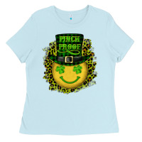 Baby Blue st. patrick's day pinch proof lucky face Ladies Tee - RanaPortraitStore