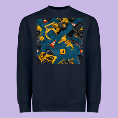 Construction Vehicles Seamless Pattern Heavyweight Sweatshirt Designed By Bundleandbundleshop