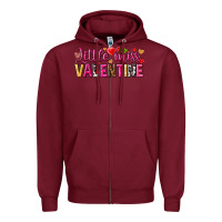 Burgundy little miss valentine Zipper Hoodie - NancyCooperArtShop