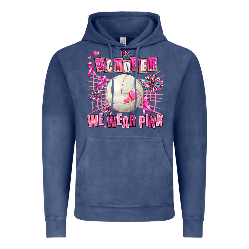 In October We Wear Pink Volleyball Vintage Hoodie by AdoDesignShop | Teevron