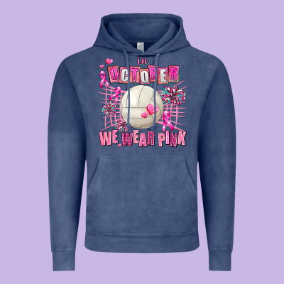 In October We Wear Pink Volleyball Vintage Hoodie Designed By Adodesignshop