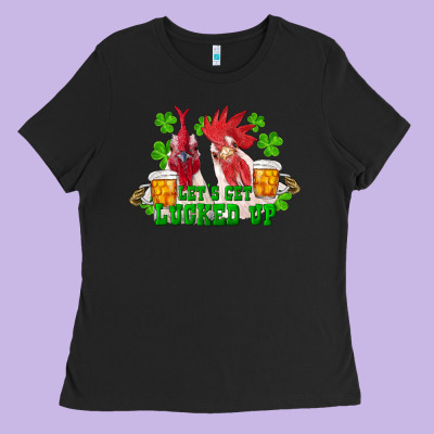 Ladies Tee st. patrick's day roosters let's get lucked up