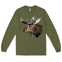 Army Green moose buck deer head Long Sleeve Tee - LillyAllenDesigns