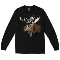 Black moose buck deer head Long Sleeve Tee - LillyAllenDesigns
