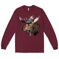 Burgundy moose buck deer head Long Sleeve Tee - LillyAllenDesigns