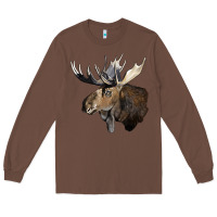 Chestnut moose buck deer head Long Sleeve Tee - LillyAllenDesigns