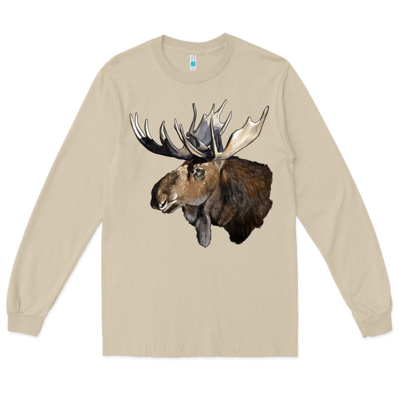 Moose Buck Deer Head Long Sleeve Tee by LillyAllenDesigns | Teevron