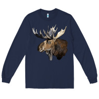 Navy moose buck deer head Long Sleeve Tee - LillyAllenDesigns