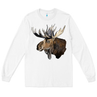 White moose buck deer head Long Sleeve Tee - LillyAllenDesigns