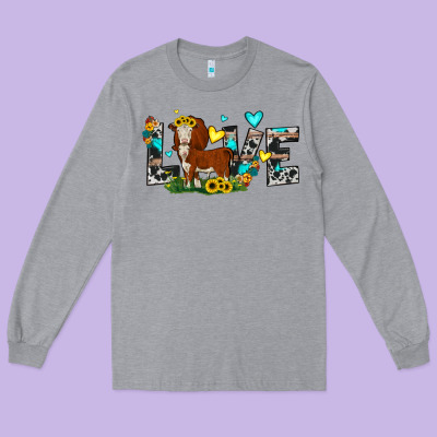 Love Western Cow Long Sleeve Tee Designed By Jahusdesignshop