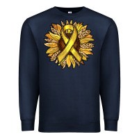 Navy Child Cancer Awareness Sunflower Premium Sweatshirt - RanaPortraitStore