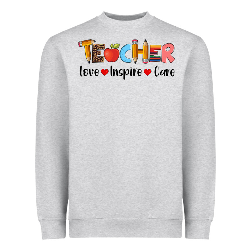Teacher Love Inspıre Care Wıth  And Pen Heavyweight Sweatshirt by Artiststas | Teevron