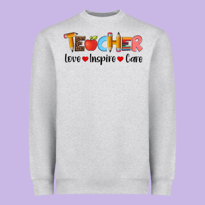 Teacher Love Inspıre Care Wıth  And Pen Heavyweight Sweatshirt Designed By Artiststas