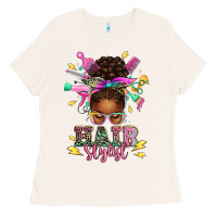 Bone hair stylist afro messy bun Ladies Tee - texasbilliewilder