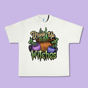 Drink Up Witches White Urban Heavy Tee Designed By Jahusdesignshop