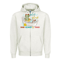 Oatmeal Heather splash splash your opinion is trash Zipper Hoodie - MaliasSmallBusiness