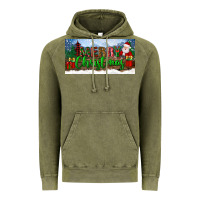 Vintage Olive merry christmas with santa claus license plate Vintage Hoodie - BundleAndBundleShop
