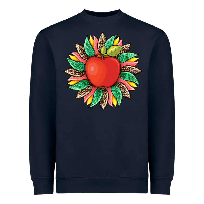 Teacher Apple And Sunflower With Leopard And Tooled Leather Heavyweight Sweatshirt by Artiststas | Teevron