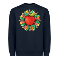 Navy teacher apple and sunflower with leopard and tooled leather Heavyweight Sweatshirt - Artiststas
