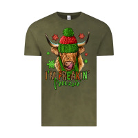 Vintage Olive i'm freakin freezin christmas long haired cow Vintage Tee - Jasminsmagicworld
